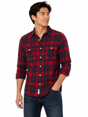 Abercrombie & Fitch Men's Muscle Fit Buffalo Plaid Flannel Button Down Shirt - M
